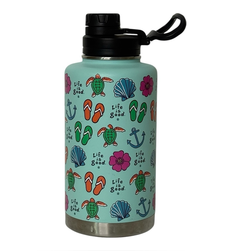 Life is‎ Good Aqua Beachy Stainless Steel 50oz Wide Mouth Water Bottle BPA Free
